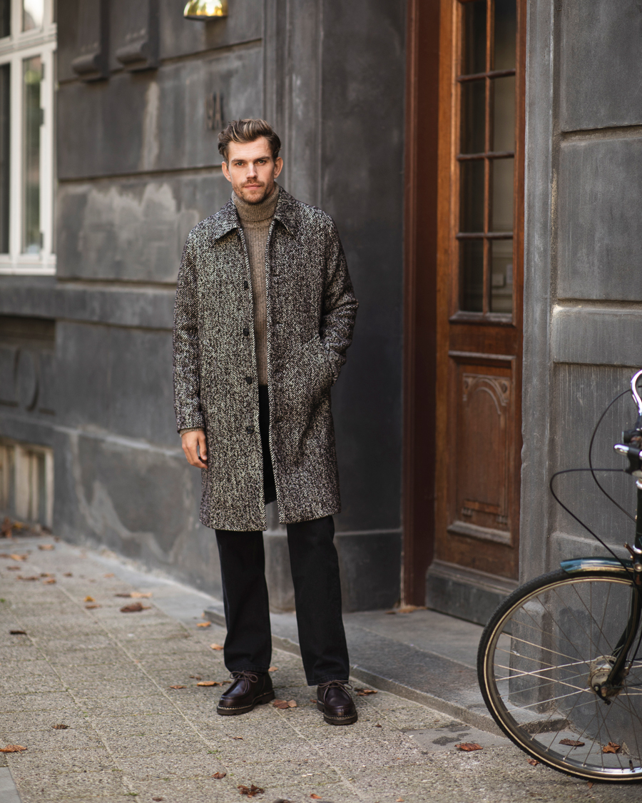 Uomini | Giacche | NN07 | Franco Wool Herringbone Coat Demitasse Brown