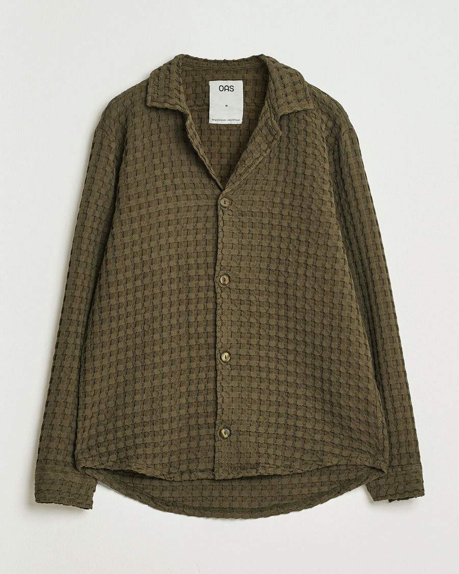 Uomini | Camicie | OAS | Turtle Waffle Cuba Shirt Dark Green