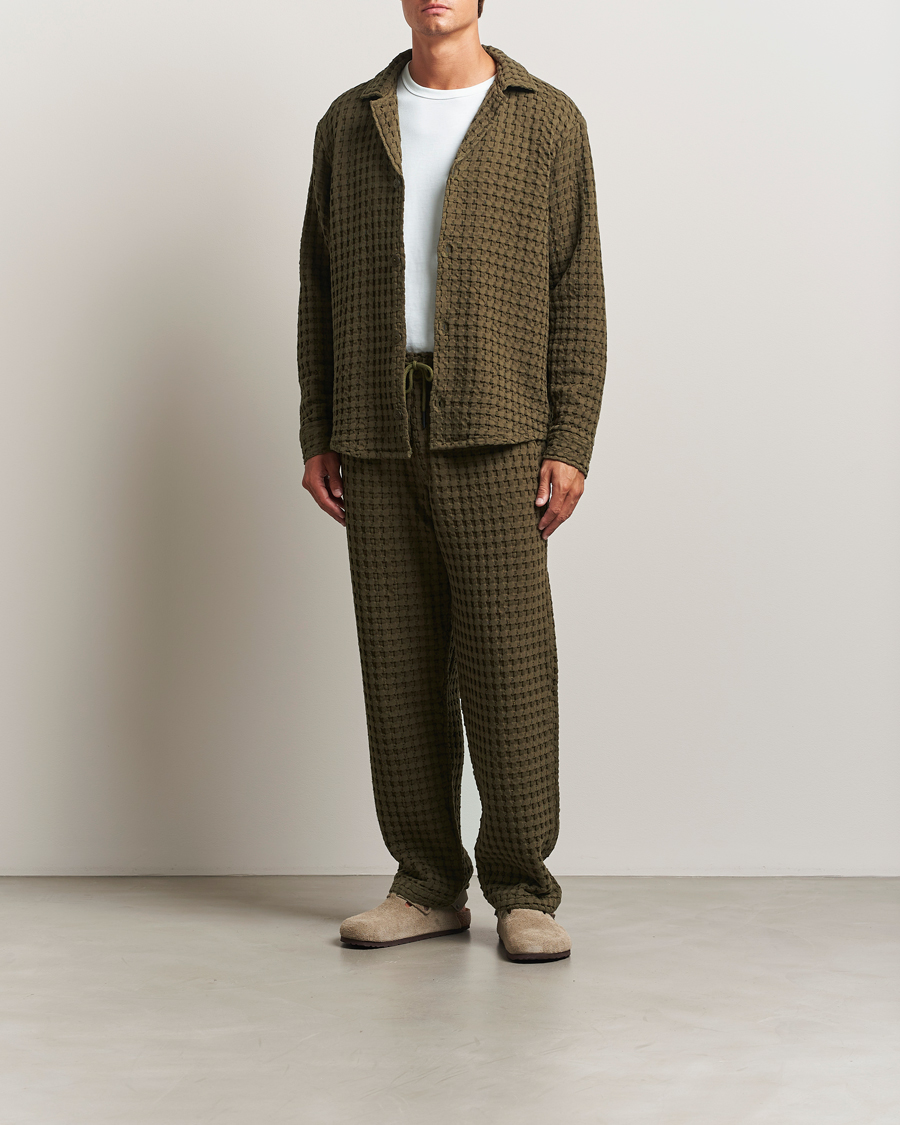 Uomini | Camicie | OAS | Turtle Waffle Cuba Shirt Dark Green