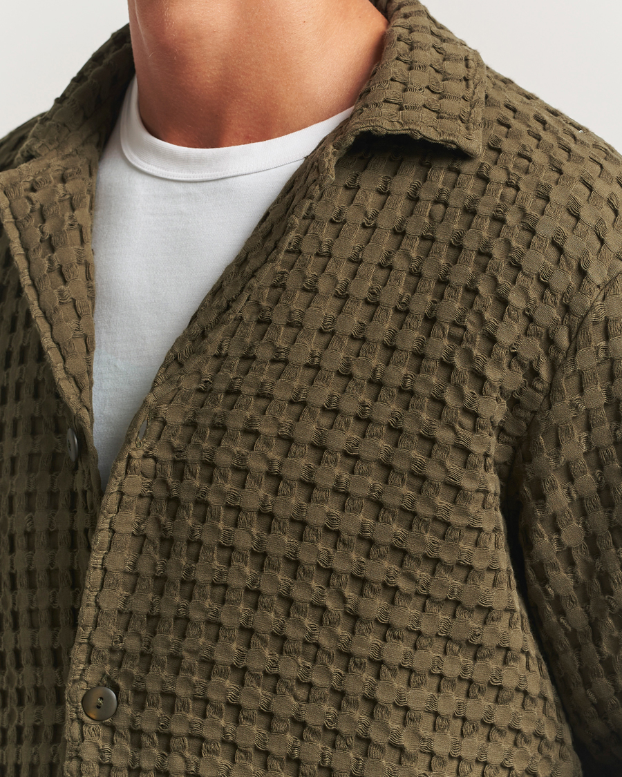 Uomini | Camicie | OAS | Turtle Waffle Cuba Shirt Dark Green