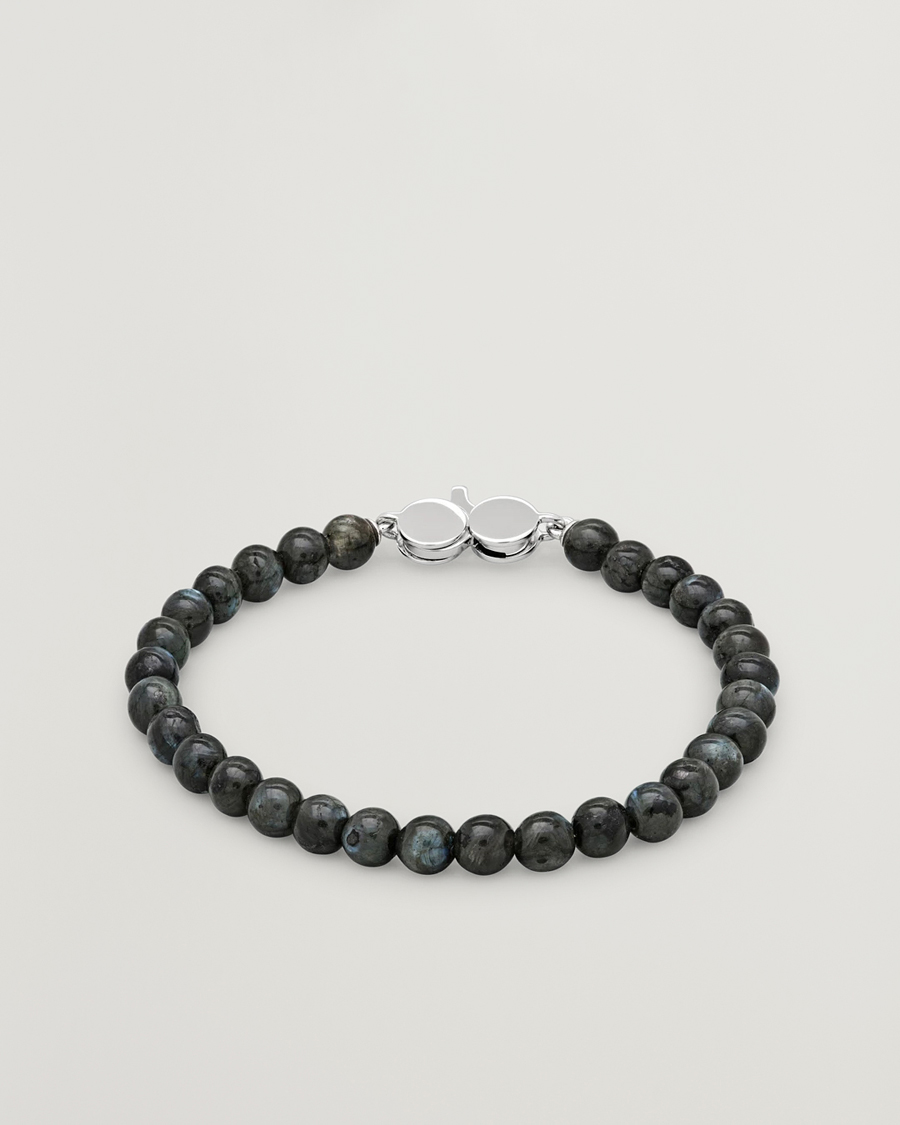 Uomini | Gioielli | Tom Wood | Cove Bracelet Slim Black Larvikite
