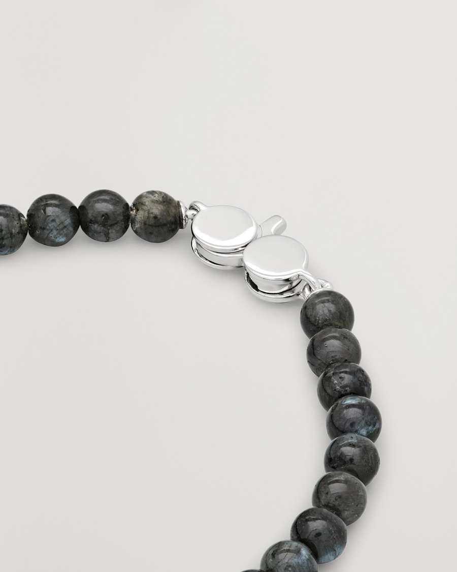 Uomini | Gioielli | Tom Wood | Cove Bracelet Slim Black Larvikite