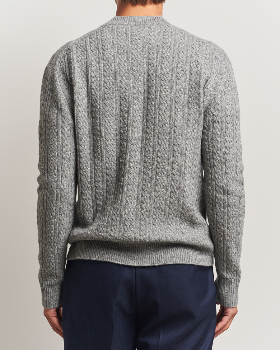 Uomini | Maglieria | Altea | Cable Crew Neck Sweater Grey Melange
