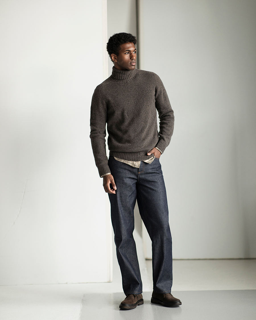 Uomini | Maglieria | Altea | Wool/Cashmere Rollneck Dark Brown Melange