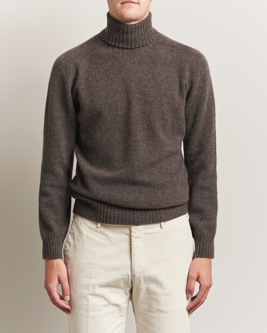 Uomini | Maglieria | Altea | Wool/Cashmere Rollneck Dark Brown Melange