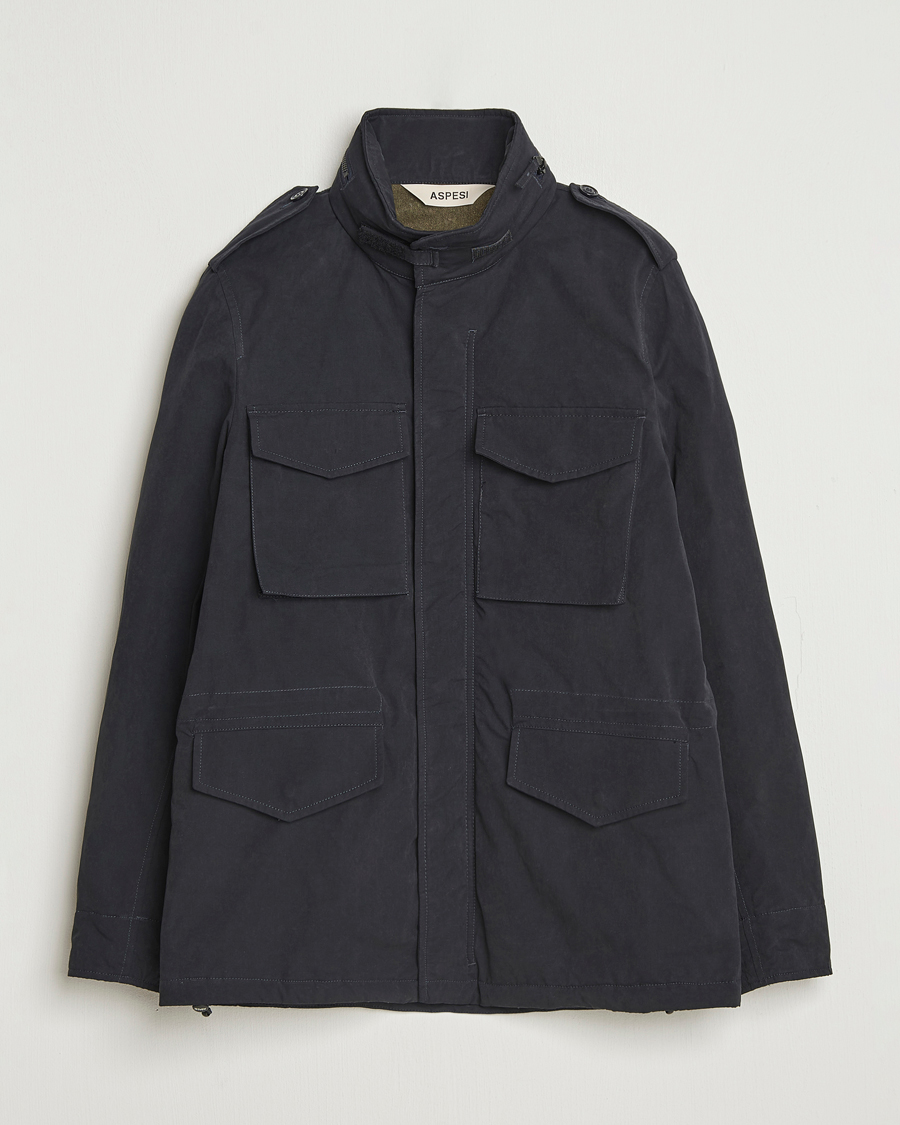 Uomini | Giacche | Aspesi | Minifield Cotton Field Jacket Navy