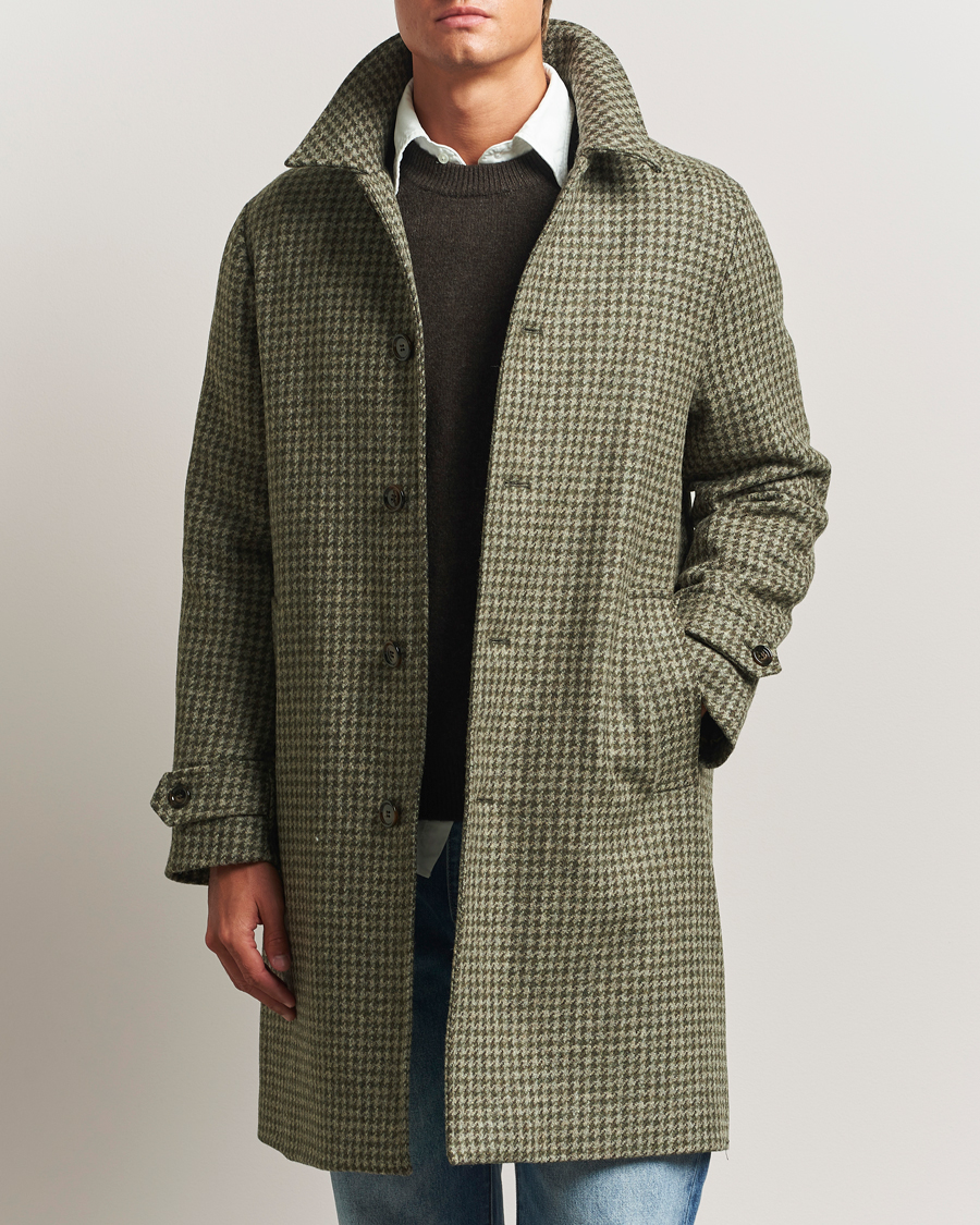 Uomini | Giacche | Aspesi | Houndstooth Wool Coat Beige