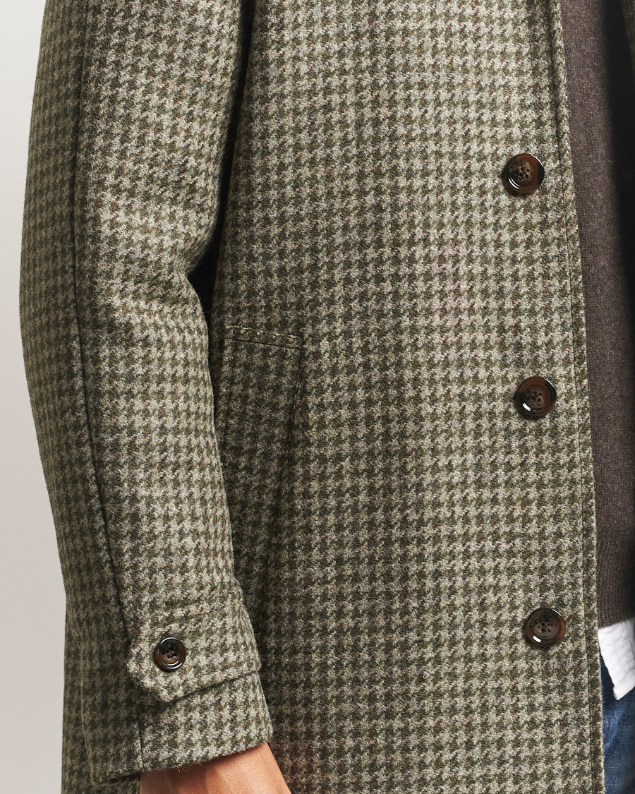 Uomini | Giacche | Aspesi | Houndstooth Wool Coat Beige