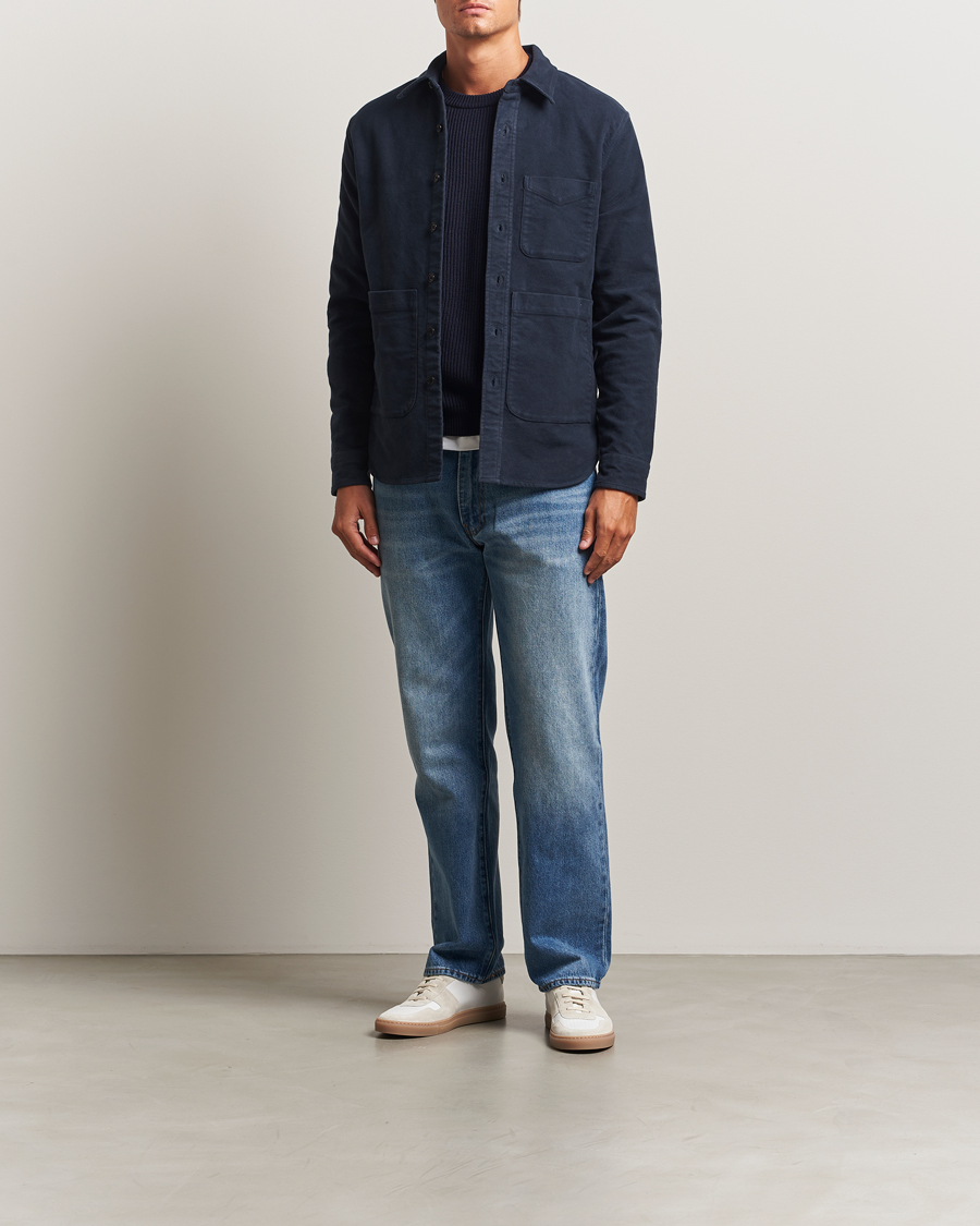 Uomini | Camicie | Aspesi | Moleskine Utility Shirt Navy