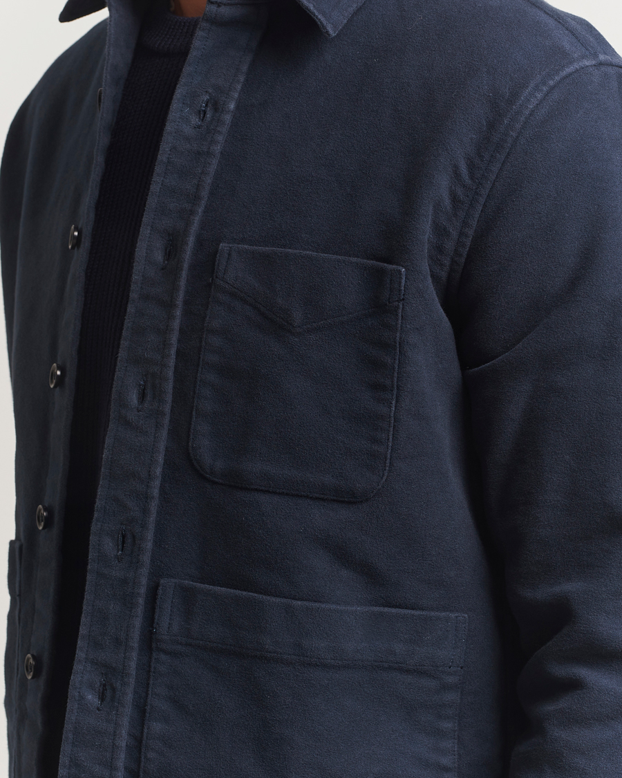 Uomini | Camicie | Aspesi | Moleskine Utility Shirt Navy