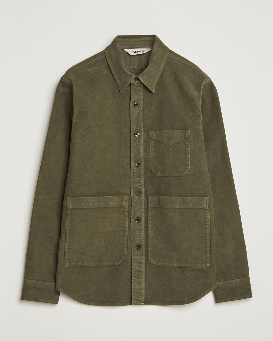 Uomini | Camicie | Aspesi | Moleskine Utility Shirt Military