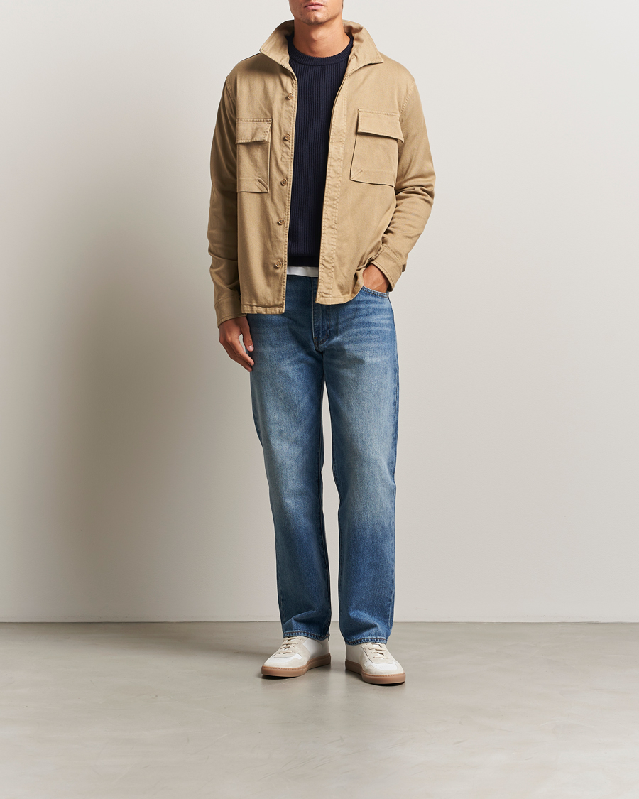 Uomini | Camicie | Aspesi | Twill Cotton Overshirt Beige