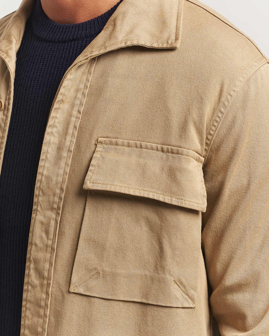 Uomini | Camicie | Aspesi | Twill Cotton Overshirt Beige