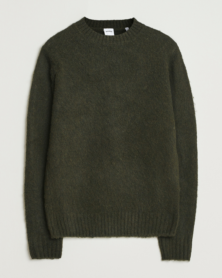 Uomini | Maglieria | Aspesi | Brushed Shetland Sweater Hunting Green