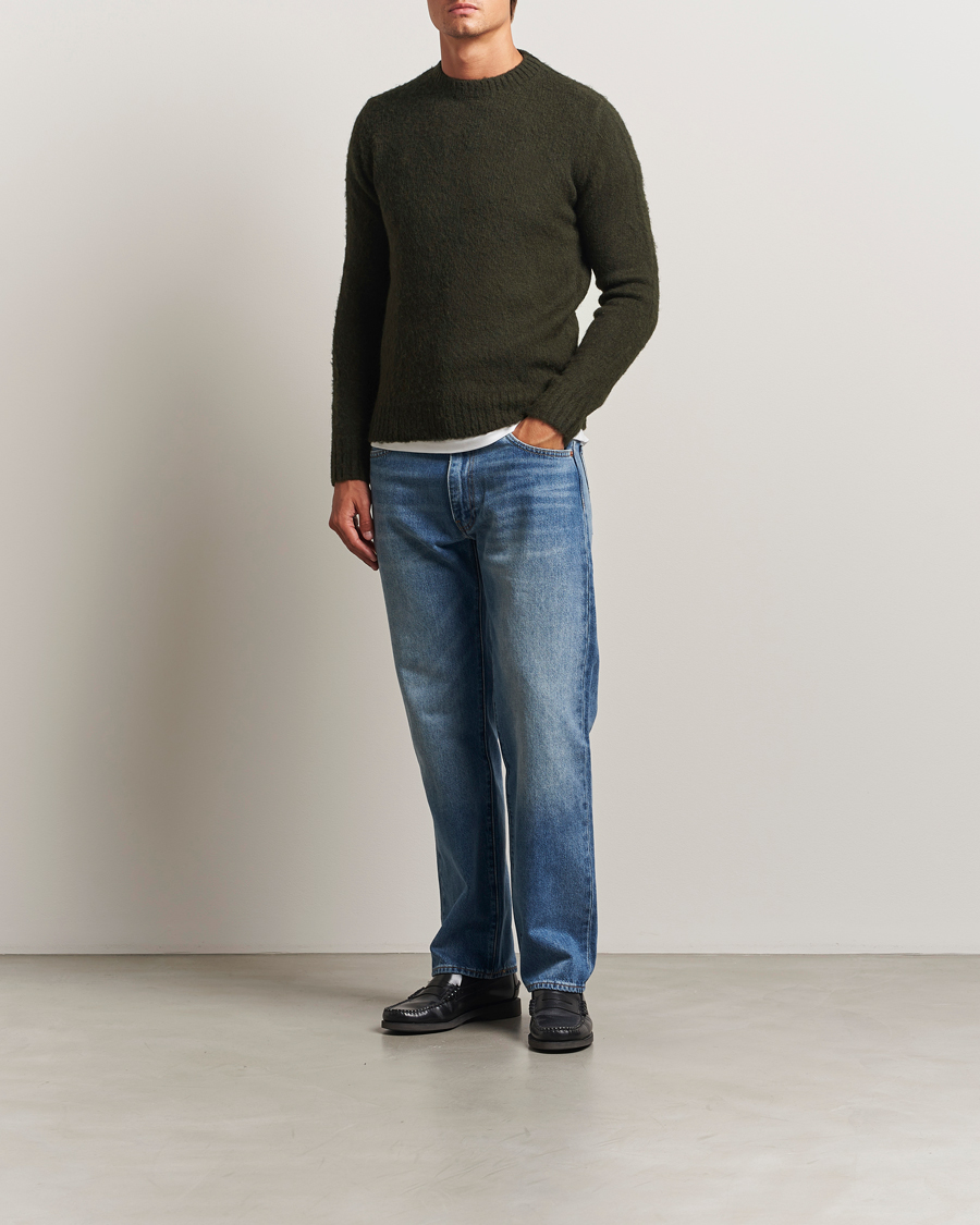 Uomini | Maglieria | Aspesi | Brushed Shetland Sweater Hunting Green