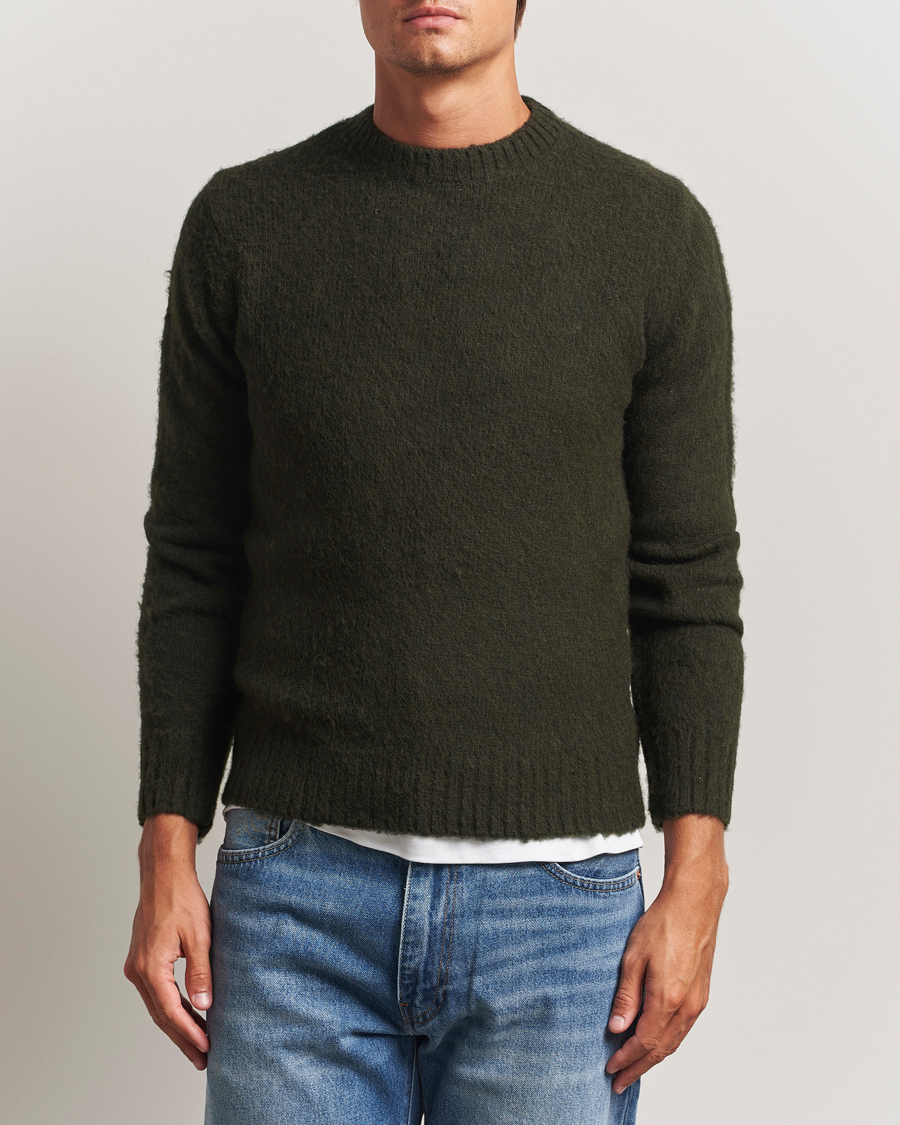 Uomini | Maglieria | Aspesi | Brushed Shetland Sweater Hunting Green