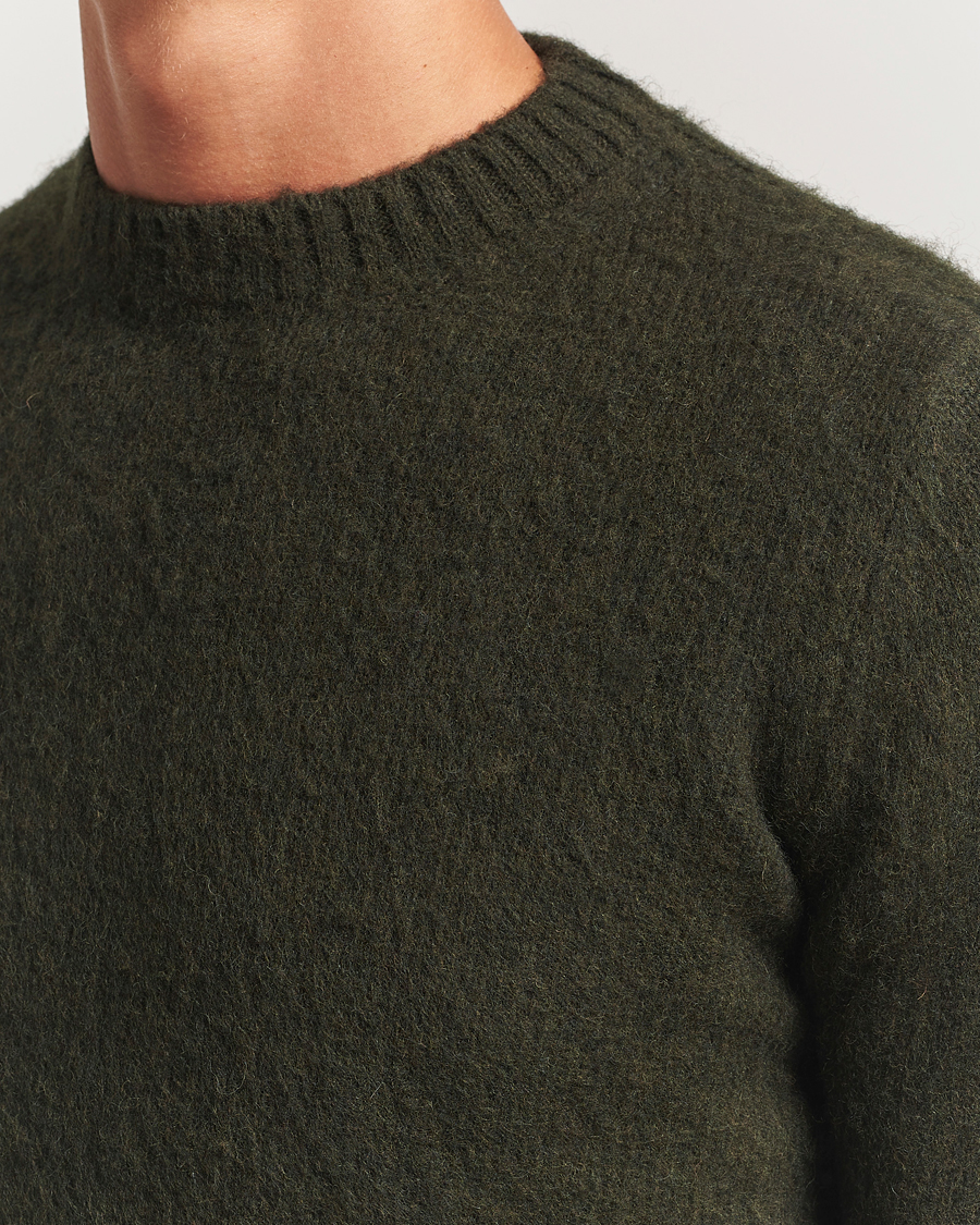 Uomini | Maglieria | Aspesi | Brushed Shetland Sweater Hunting Green