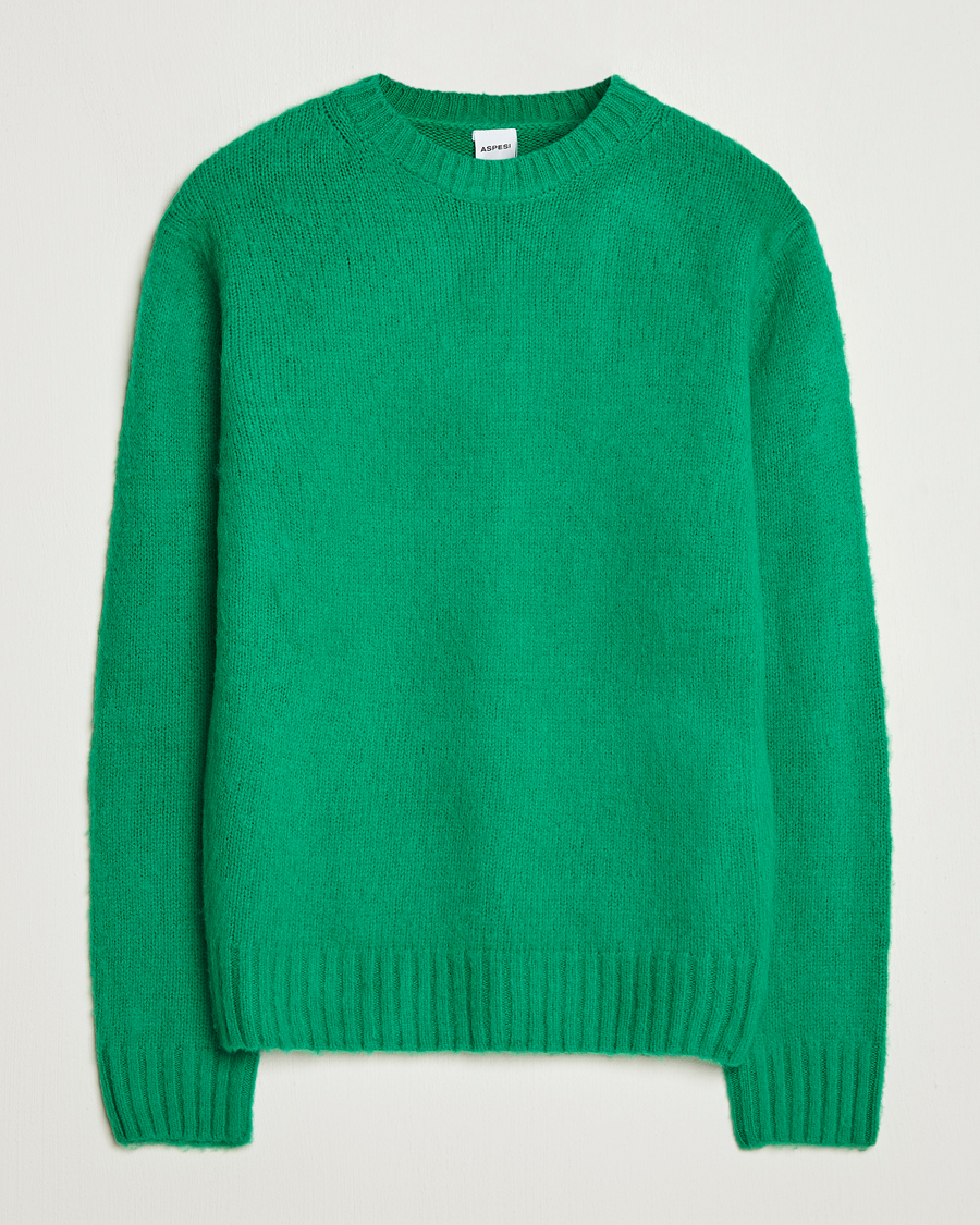 Uomini | Maglieria | Aspesi | Brushed Shetland Sweater Green