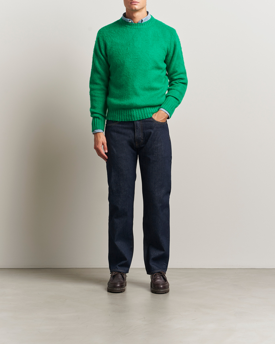 Uomini | Maglieria | Aspesi | Brushed Shetland Sweater Green