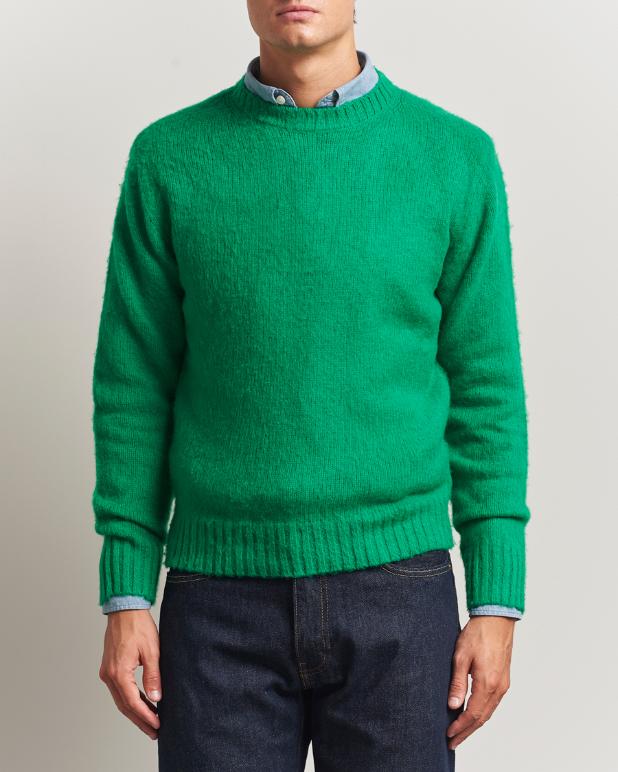 Uomini | Maglieria | Aspesi | Brushed Shetland Sweater Green