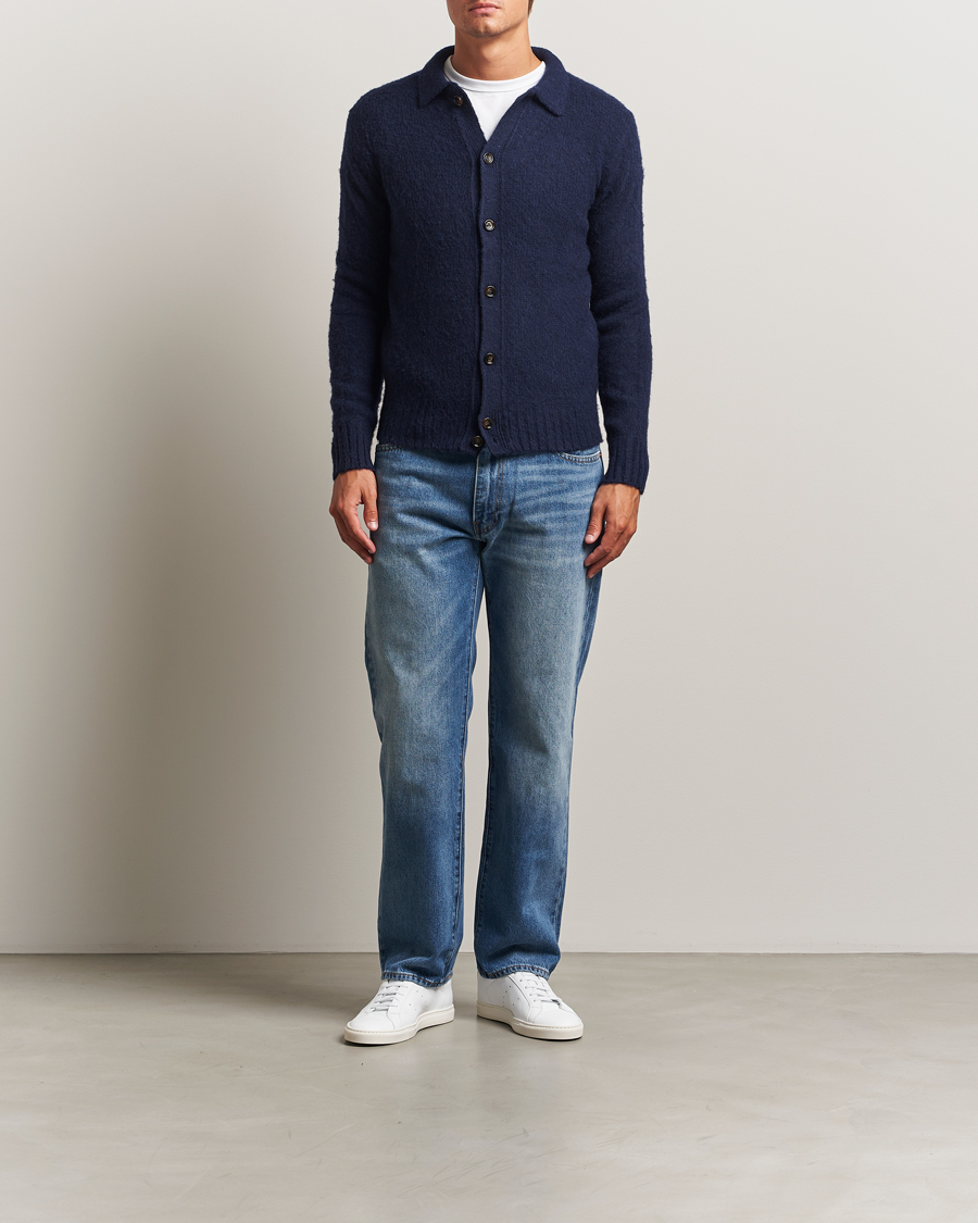 Uomini | Maglieria | Aspesi | Brushed Shetland Cardigan Navy