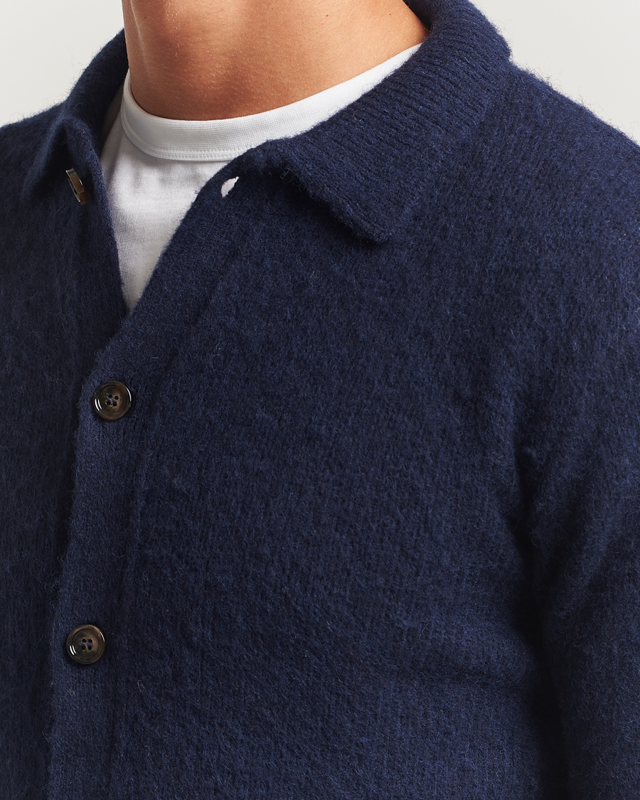 Uomini | Maglieria | Aspesi | Brushed Shetland Cardigan Navy