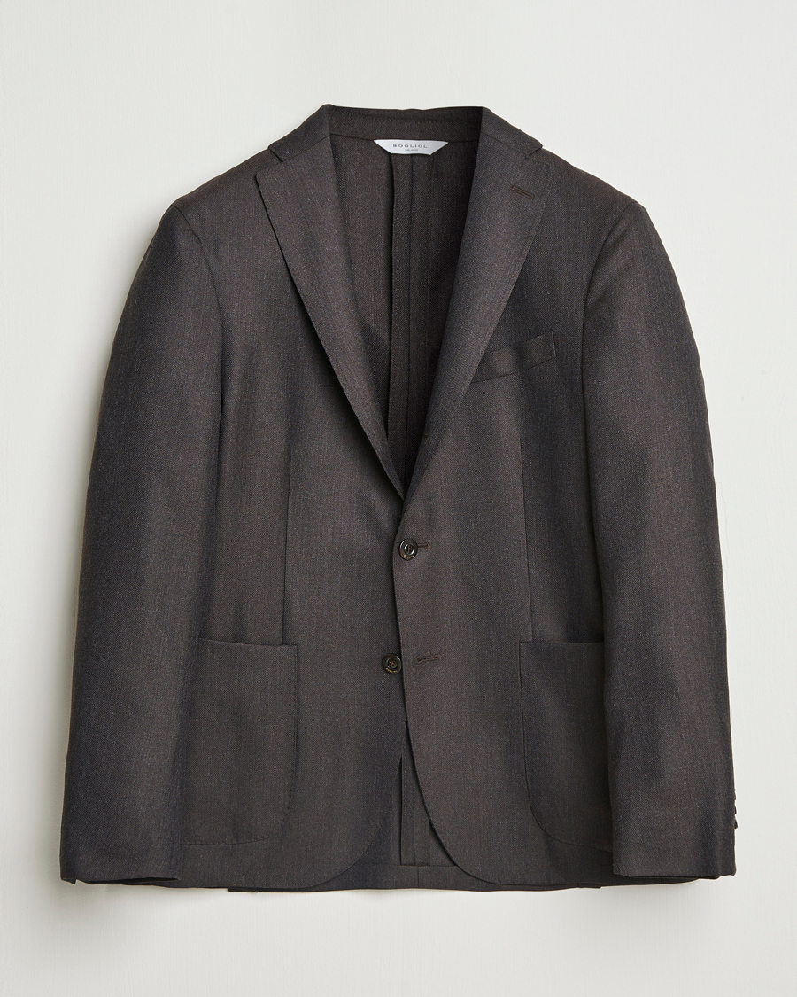 Uomini | Blazers | Boglioli | K Jacket Wool Hopsack Blazer Dark Brown