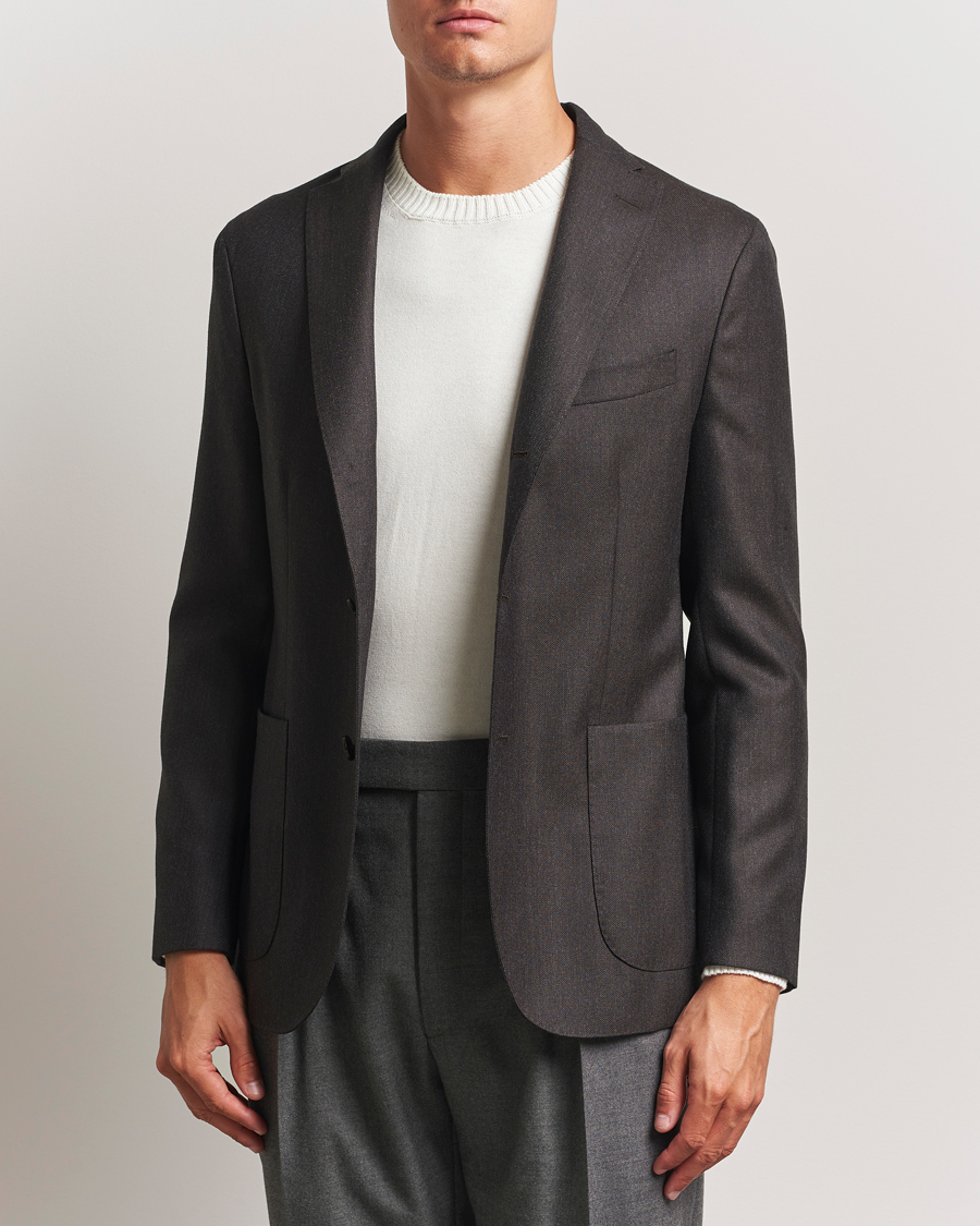 Uomini | Blazers | Boglioli | K Jacket Wool Hopsack Blazer Dark Brown