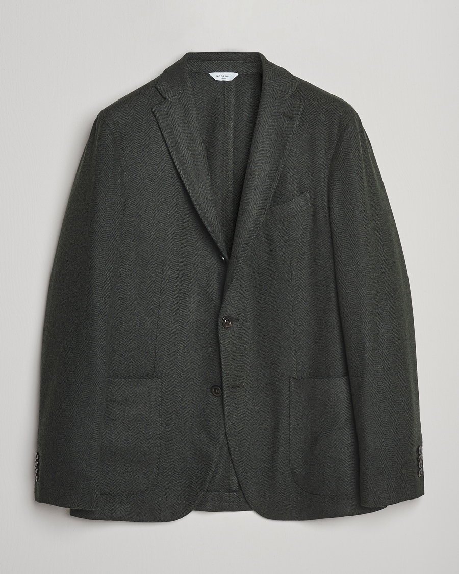 Uomini | Blazers | Boglioli | K Jacket Wool Herringbone Blazer Hunting Green