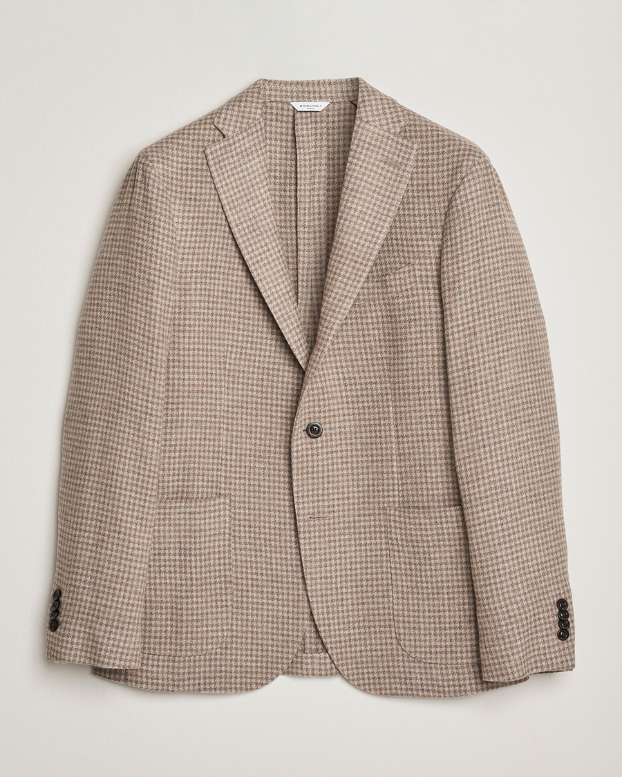 Uomini | Blazers | Boglioli | K Jacket Cashmere/Wool Houndstooth Blazer Beige