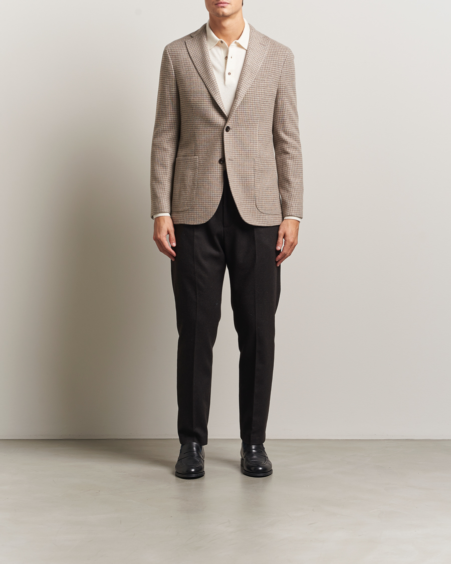 Uomini | Blazers | Boglioli | K Jacket Cashmere/Wool Houndstooth Blazer Beige