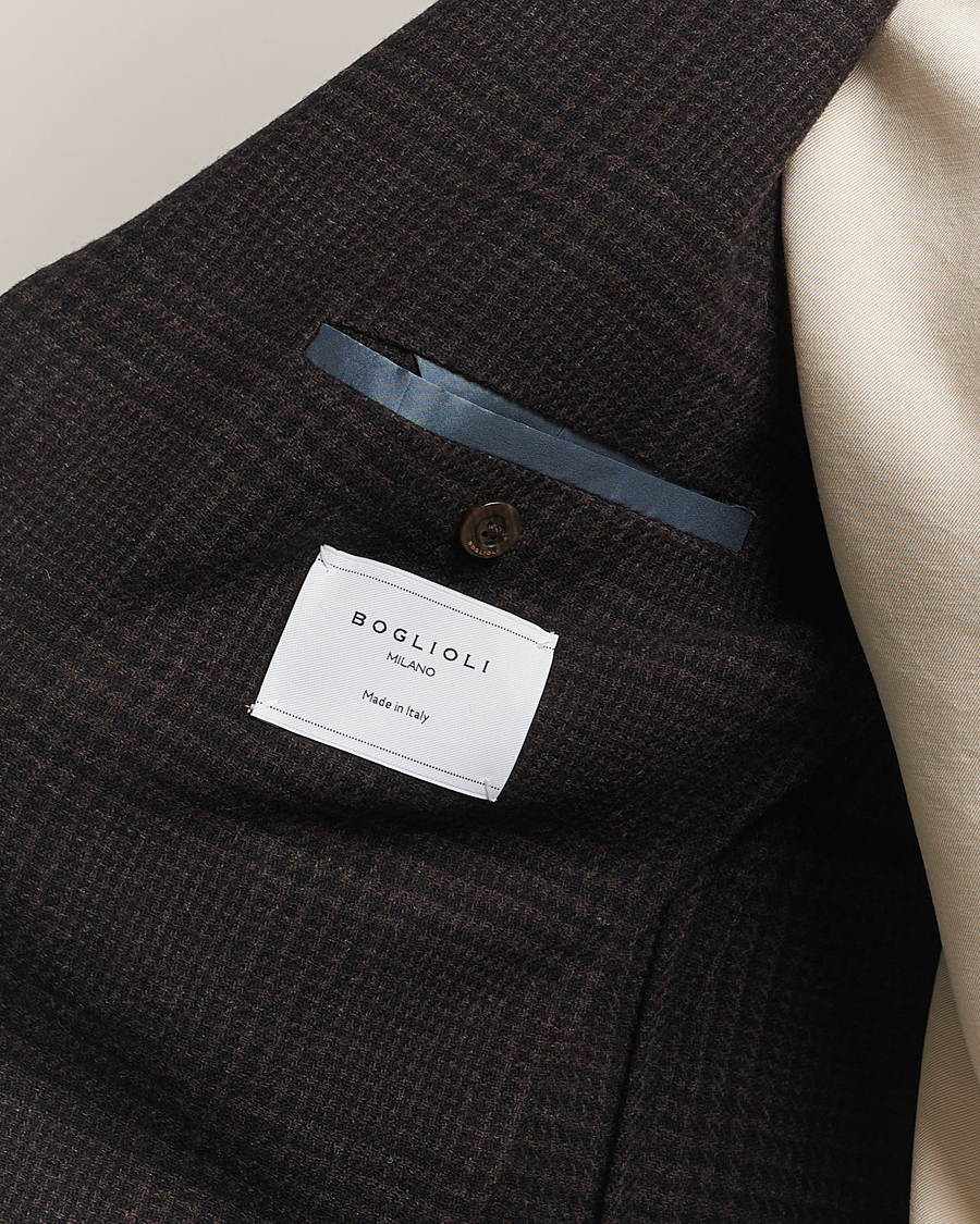 Uomini | Blazers | Boglioli | K Jacket Cashmere/Wool Check Blazer Dark Brown