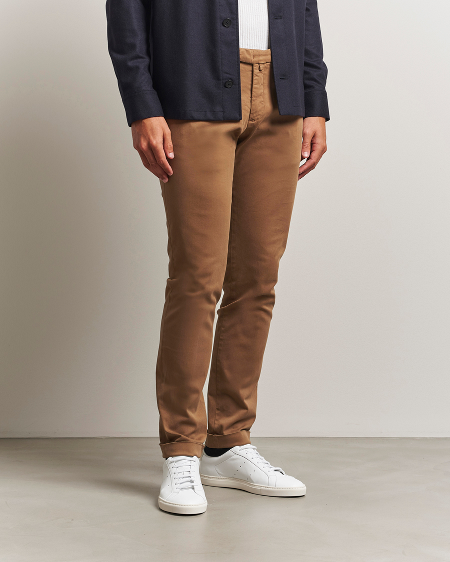 Uomini | Pantaloni | Briglia 1949 | Slim Fit Cotton Stretch Chino Mid Brown