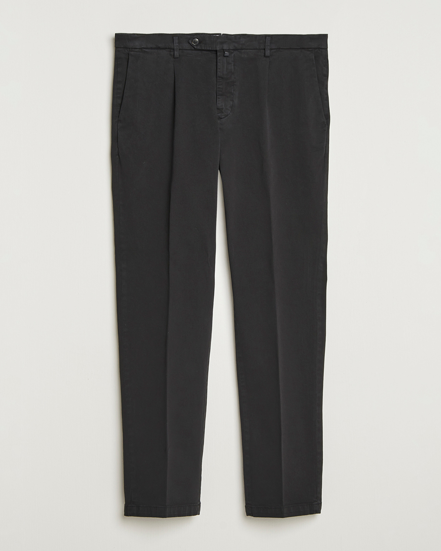 Uomini | Pantaloni | Briglia 1949 | Easy Fit Pleated Cotton Stretch Chino Black