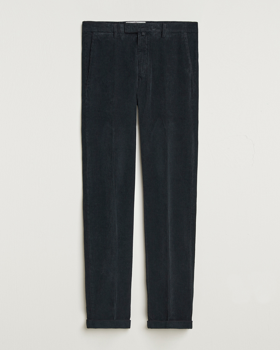 Uomini | Pantaloni | Briglia 1949 | Slim Fit Corduroy Trousers Black