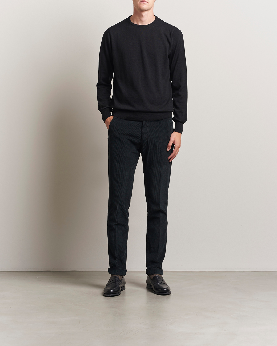 Uomini | Pantaloni | Briglia 1949 | Slim Fit Corduroy Trousers Black