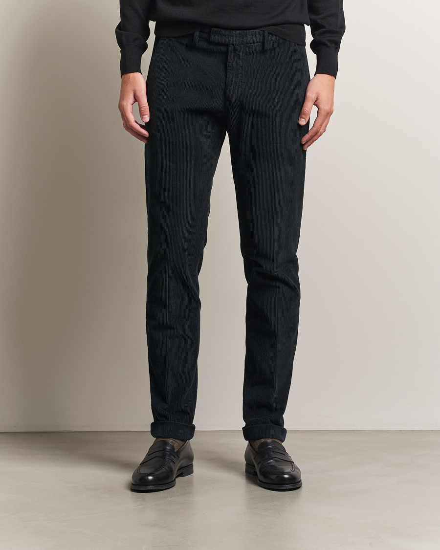 Uomini | Pantaloni | Briglia 1949 | Slim Fit Corduroy Trousers Black