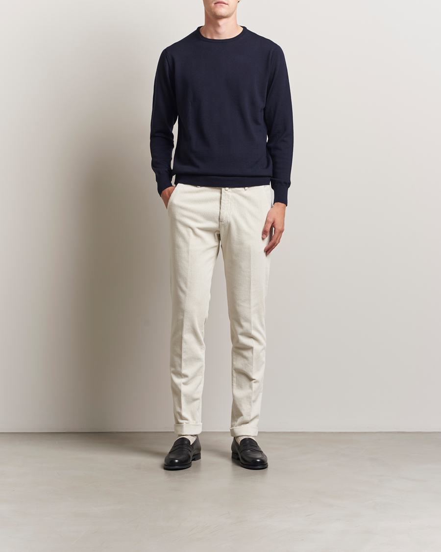 Uomini | Pantaloni | Briglia 1949 | Slim Fit Corduroy Trousers Off White