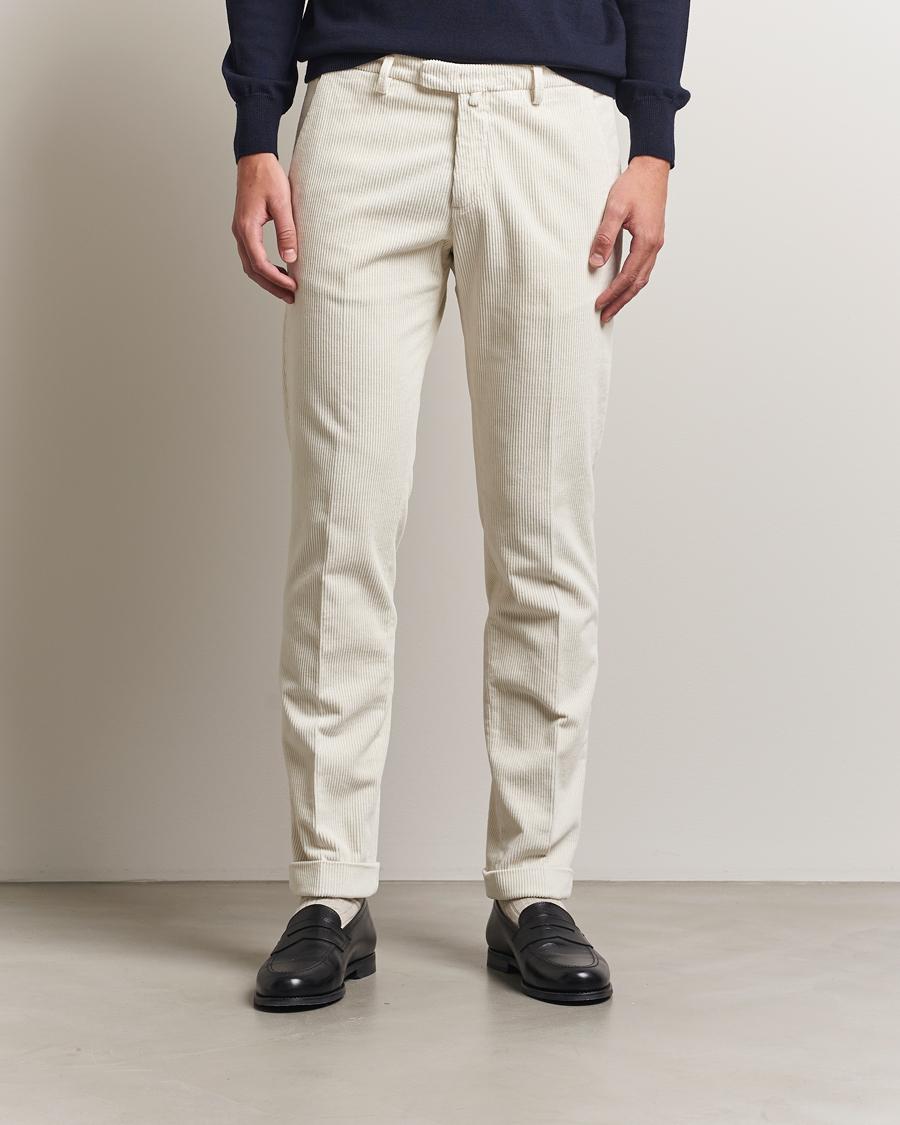 Uomini | Pantaloni | Briglia 1949 | Slim Fit Corduroy Trousers Off White