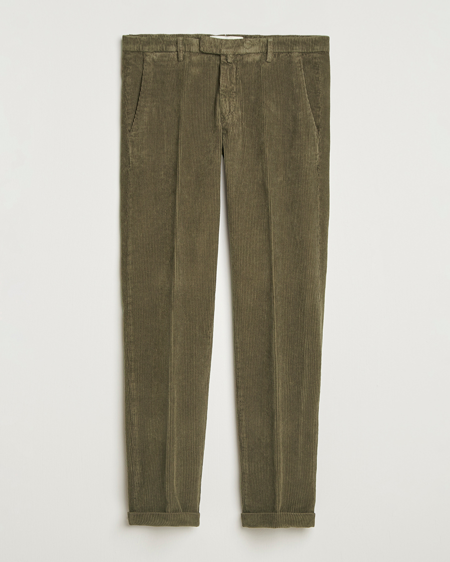 Uomini | Pantaloni | Briglia 1949 | Slim Fit Corduroy Trousers Dark Green