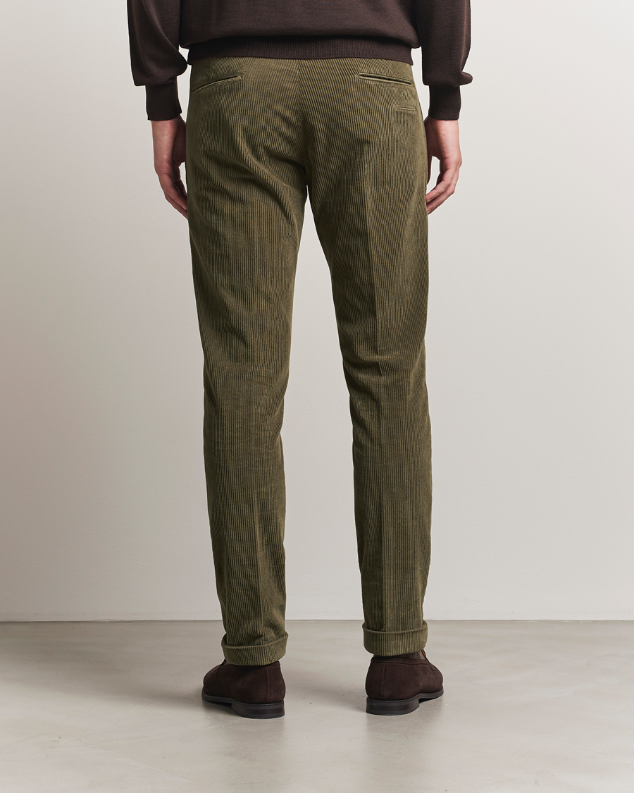 Uomini | Pantaloni | Briglia 1949 | Slim Fit Corduroy Trousers Dark Green