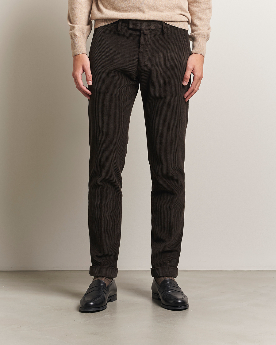 Uomini | Pantaloni | Briglia 1949 | Slim Fit Corduroy Trousers Dark Brown