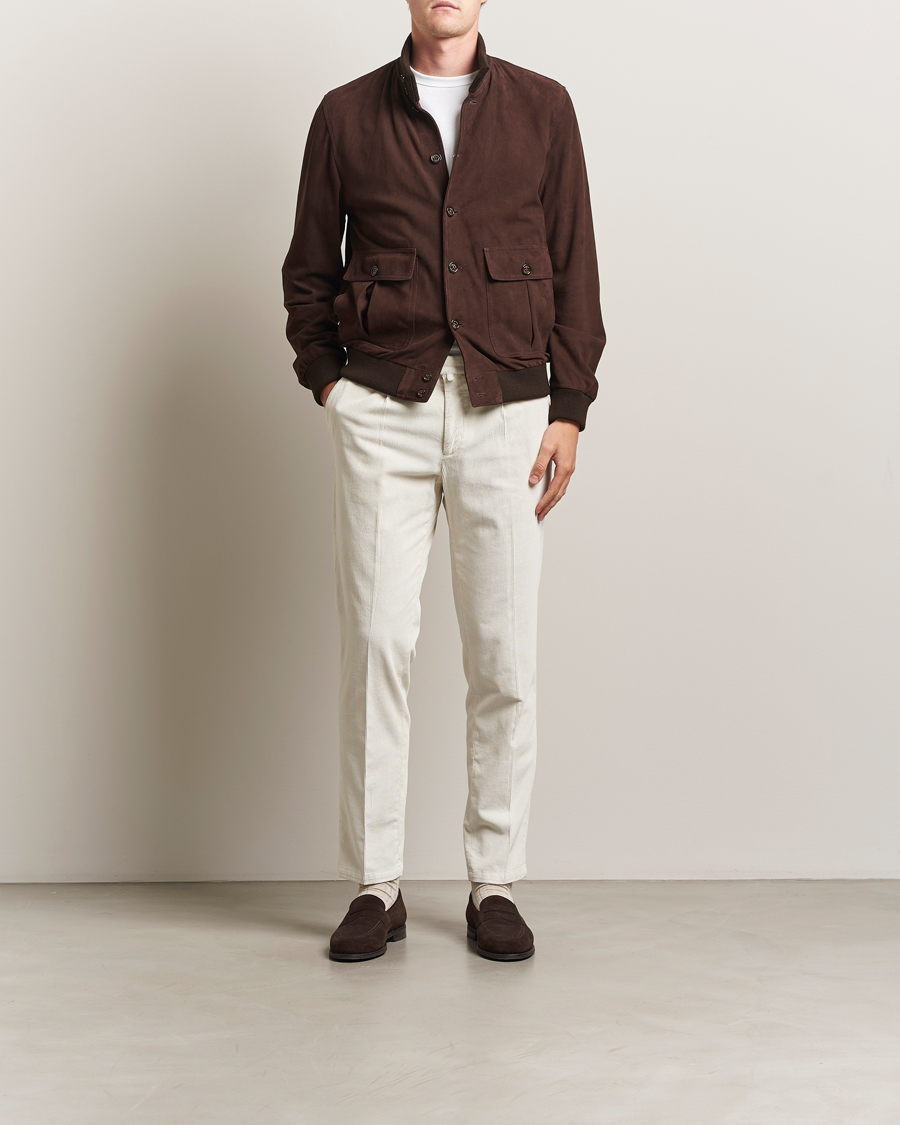 Uomini | Pantaloni | Briglia 1949 | Easy Fit Corduroy Trousers Off White
