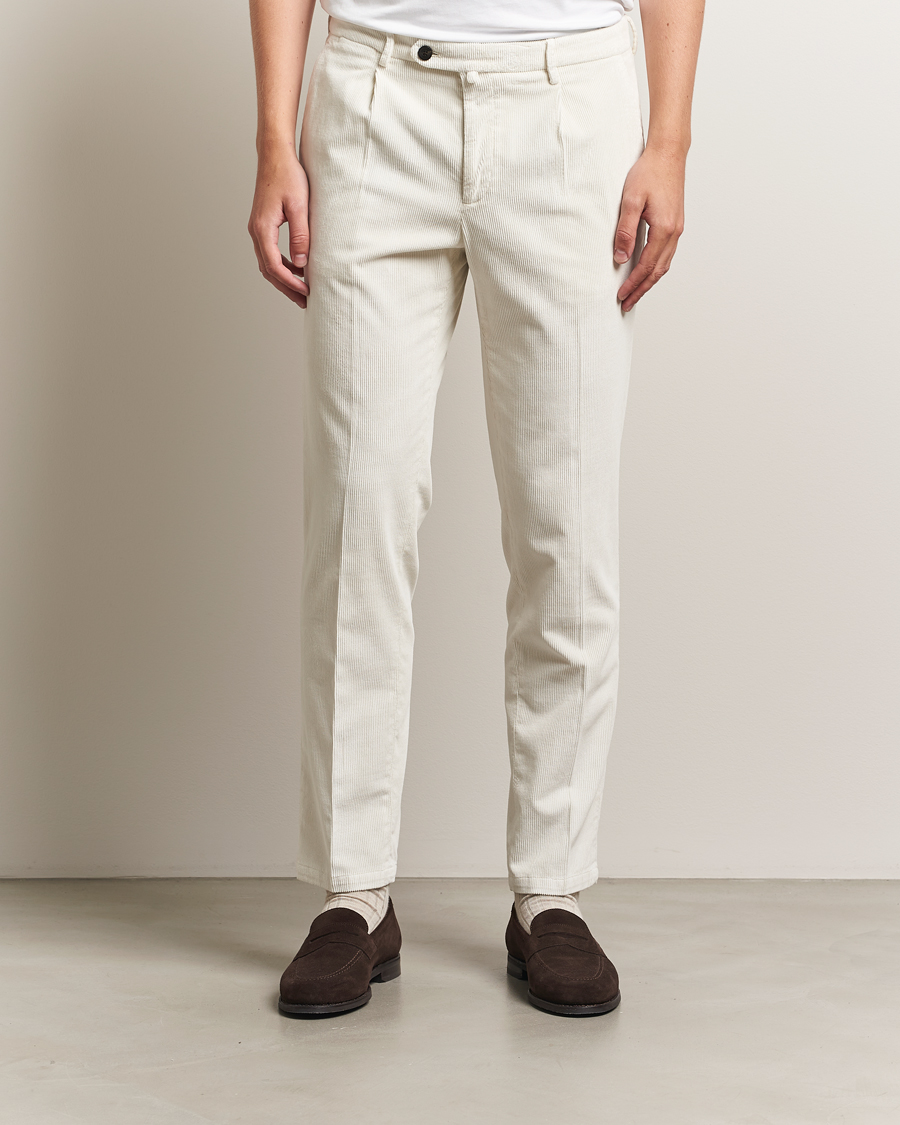 Uomini | Pantaloni | Briglia 1949 | Easy Fit Corduroy Trousers Off White