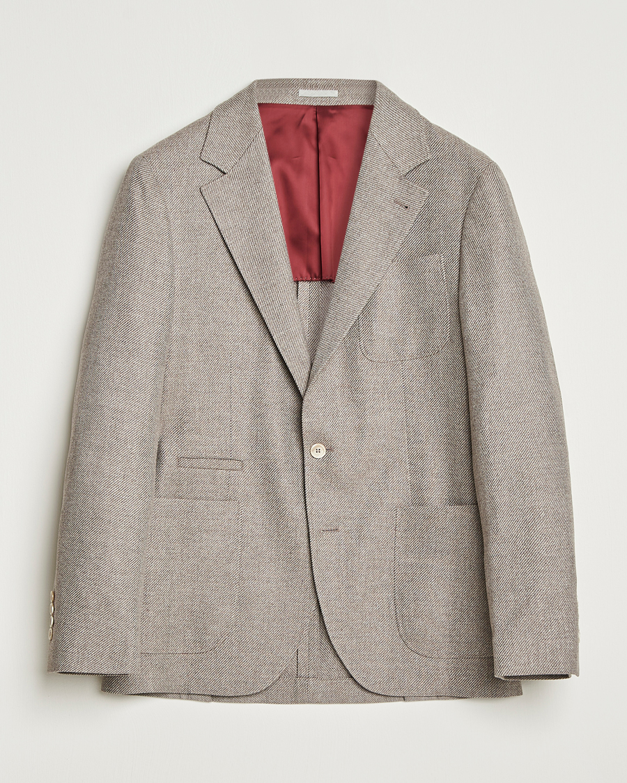 Uomini | Blazers | Brunello Cucinelli | Single Breasted Wool/Cashmere Twill Blazer Beige