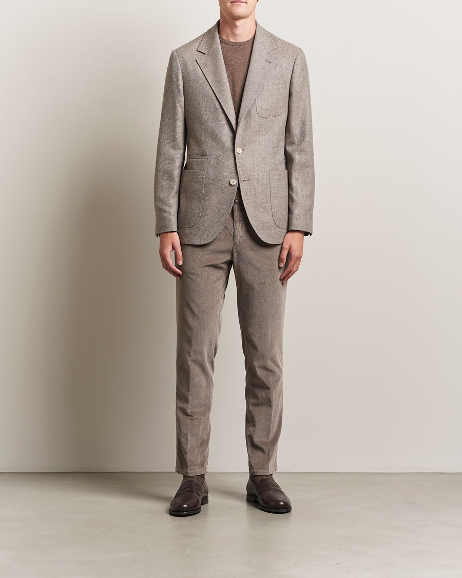 Uomini | Blazers | Brunello Cucinelli | Single Breasted Wool/Cashmere Twill Blazer Beige