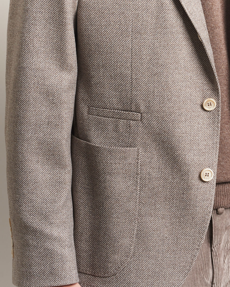 Uomini | Blazers | Brunello Cucinelli | Single Breasted Wool/Cashmere Twill Blazer Beige