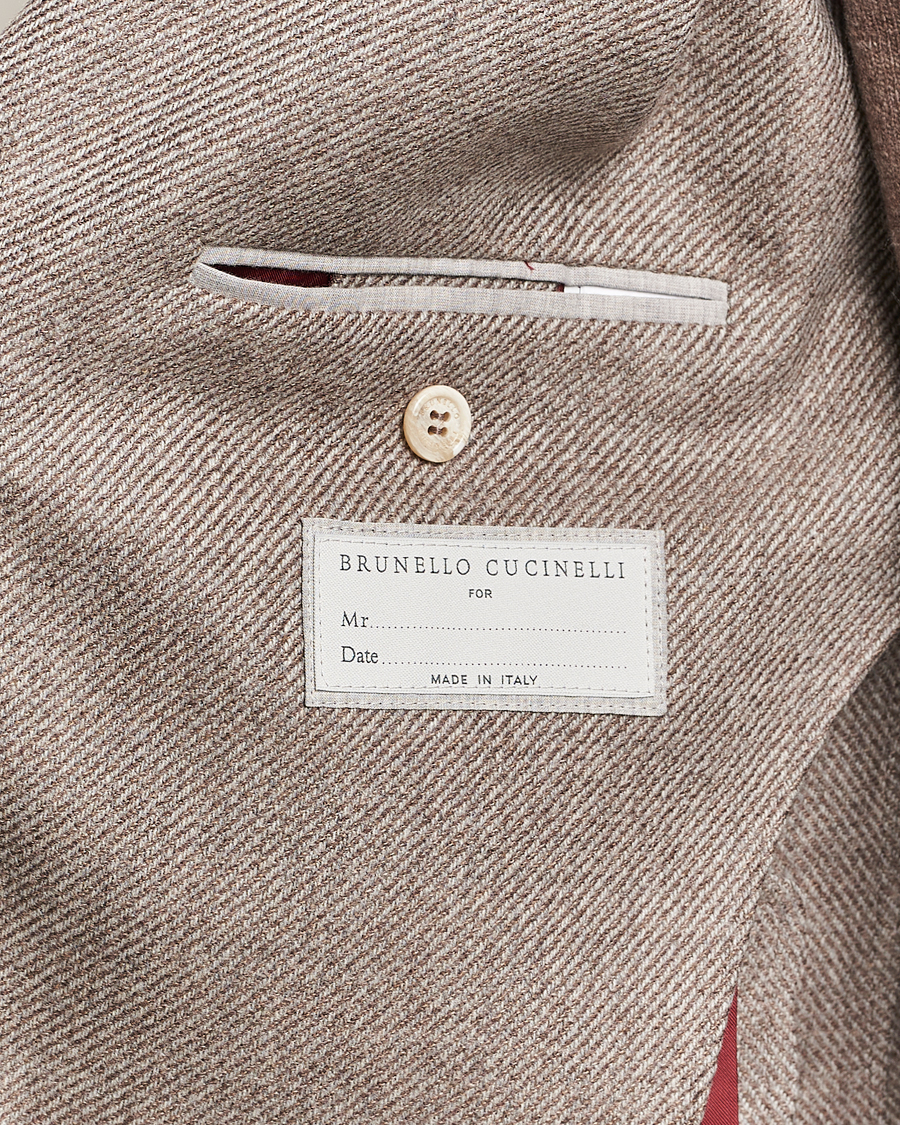 Uomini | Blazers | Brunello Cucinelli | Single Breasted Wool/Cashmere Twill Blazer Beige