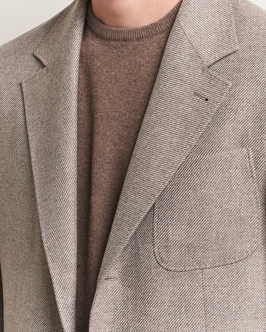 Uomini | Blazers | Brunello Cucinelli | Single Breasted Wool/Cashmere Twill Blazer Beige