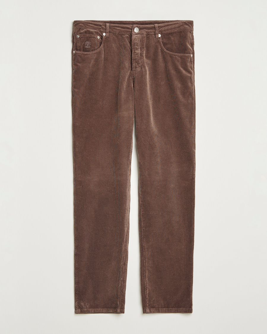 Uomini | Pantaloni | Brunello Cucinelli | Leisure Fit Corduroy 5-Pocket Pants Taupe